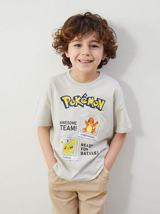 Bisiklet Yaka Pokemon Bask?l? Erkek ?ocuk Ti??rt