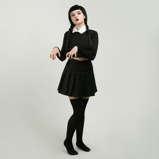 Карнавальный костюм «Мрачная девчонка», р. XXS: парик, юбка, чулки, воротник