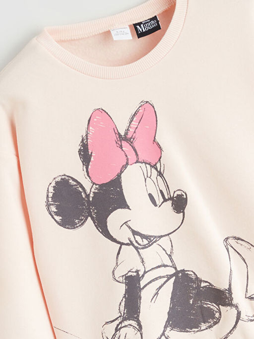 Bisiklet Yaka Minnie Mouse Bask?l? K?z ?ocuk Sweatshirt