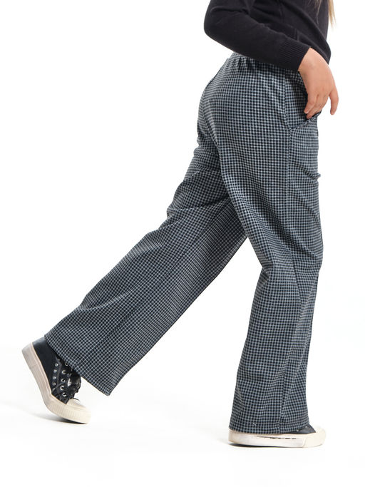 Брюки палаццо в клетку штаны для девочки детская одежда вещи 22-7859 черная клетка - Mini maxi фото 9