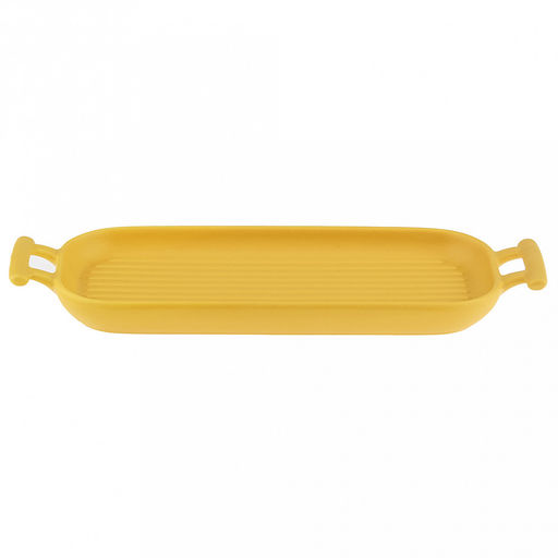 Форма для запекания керамическая "Модерн" 360мл, 26,5х10,8х2,5см, гриль, прямоугольная, 2 ручки, общая длина 32см, желтый, в коробке (Китай)