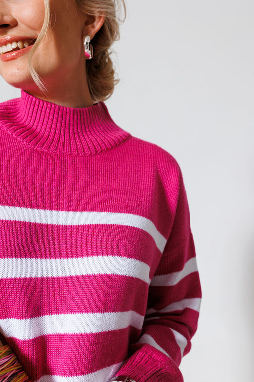 Джемпер KOKOdea POLOSANA ягода+белый  фото 5