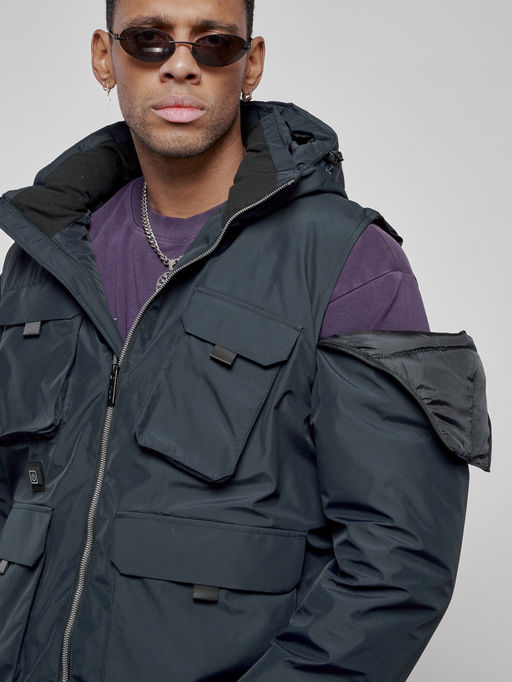 Куртка - жилетка трансформер с подогревом 2 в 1 мужская зимняя темно-синего цвета 6668TS - Mtforce фото 23