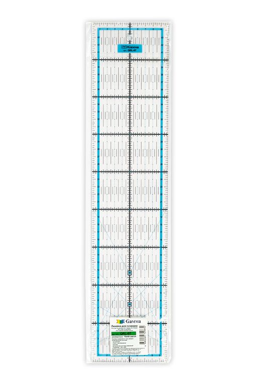 Gamma QRL-07 Линейка для пэчворка 10 см х 45 см в пакете пластик
