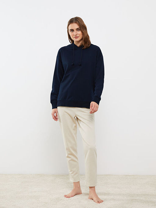 Kap??onlu D?z Uzun Kollu Kad?n Pijama ?st