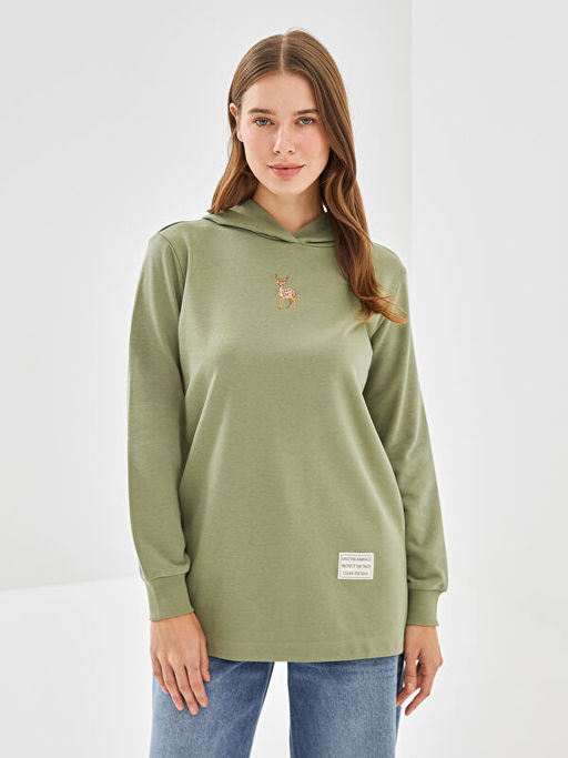 Kap??onlu Nak??l? Kad?n Sweatshirt Tunik