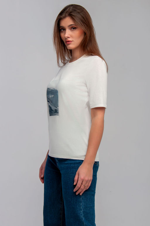 Арт. 31110 Футболка женская 44-52 (5 шт) Цвет:молочный - Калинка фото 2