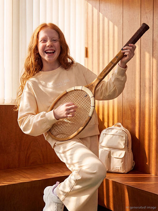 Bisiklet Yaka K?z ?ocuk Soft Touch Sweatshirt ve E?ofman Alt?