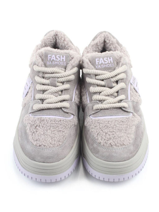 04-P124-3C GRAY Кроссовки демисезонные женские (натуральная замша, искусственный мех)