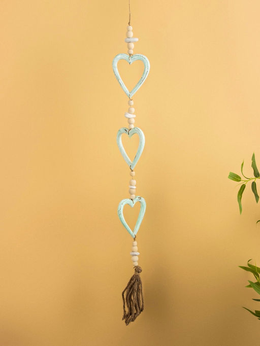 Подвеска декоративная "Сердечки" дерево, камень 13х3х100 см