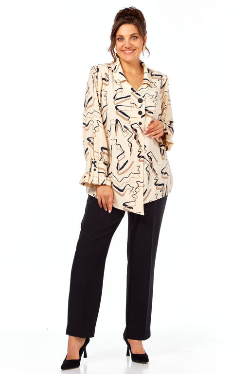 Костюм Элль стиль 2398 молочный принт / черный фото 4