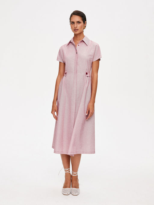 Льняное платье приталенного силуэта 422.050102/Красный - Seven senses фото 6