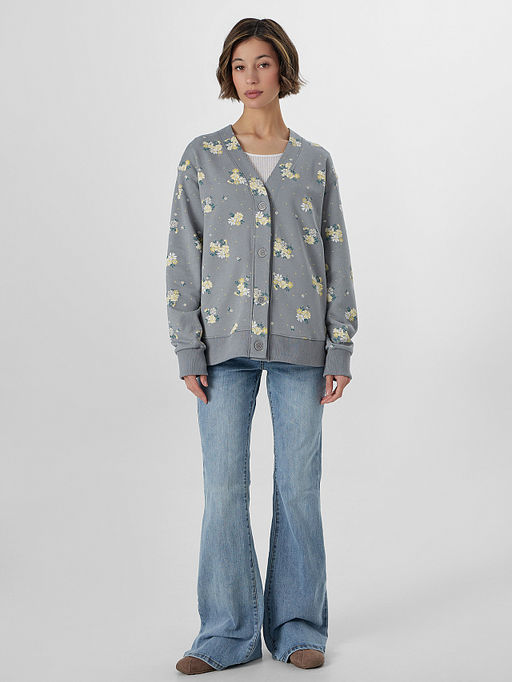 Кардиган серый с цветочным принтом - Mark formelle фото 3