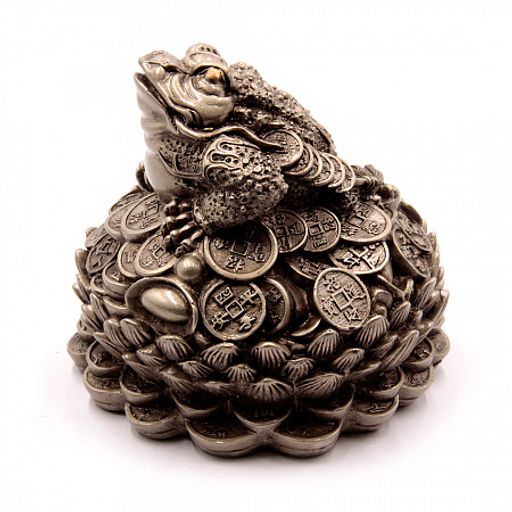 Фигурка Фен Шуй Жаба богатства в лотосе на монетах Процветание и изобилие 12см-12см ХРУПКОЕ