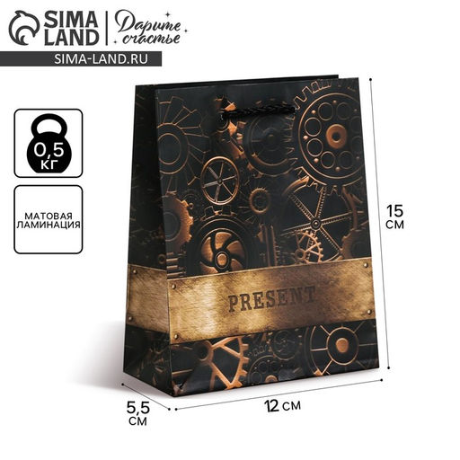 Цена за 2 шт. Пакет подарочный ламинированный, упаковка, «Steel», S 12 х 15 х 5.5 см