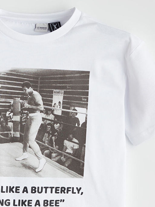 Bisiklet Yaka Muhammed Ali Bask?l? Erkek ?ocuk Ti??rt