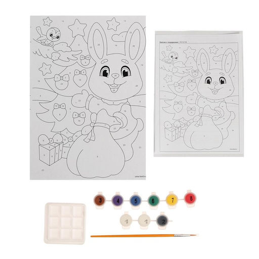 Набор для творчества. Картина по номерам и гравюра-открытка Зверята с подарками - Школа талантов фото 4