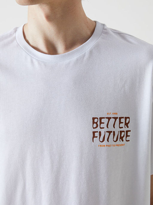 Bisiklet Yaka K?sa Kollu Bask?l? Penye Erkek Ti??rt