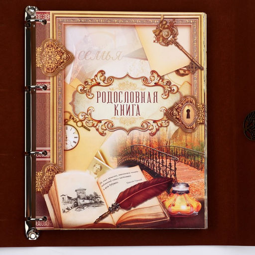 Родословная книга «Наш род», с пером, 56 листов, коричневый, 35×25 см