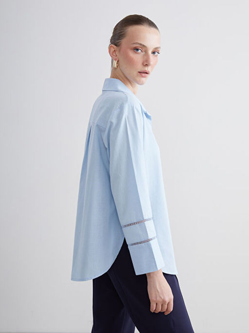 G?mlek Yaka Oversize Poplin Bluz