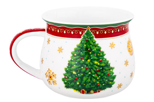 Кружка 250 мл 11*8,5*7 см Новогодняя елка красный узор, бочонок NEW BONE CHINA - Elan gallery фото 6