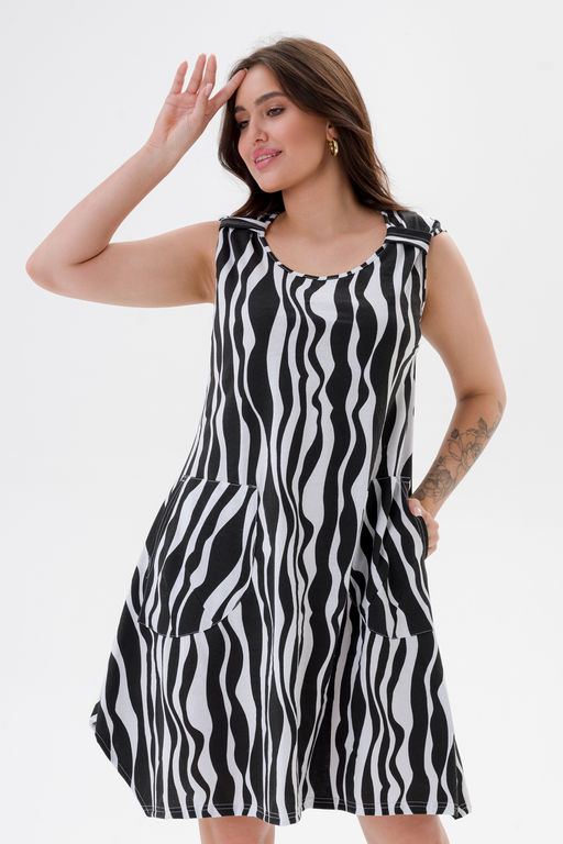 Платье женское из кулирки Кэтрин белая зебра макси - Амадэль фото 5