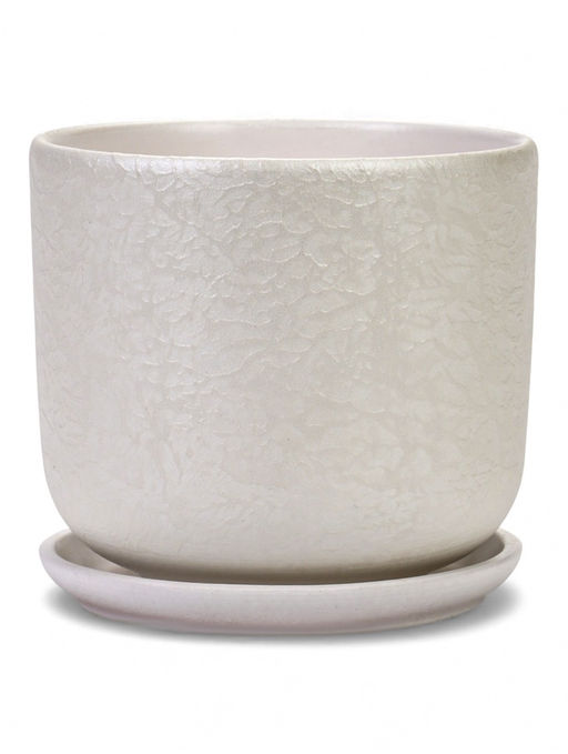 Горшок цветочный с поддоном 1,6 л, d15/h13 см белый керамика, "Перл" (М)