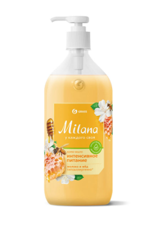 Крем-мыло жидкое увлажняющее Milana молоко и мед (флакон 500 мл) - Grass фото 2