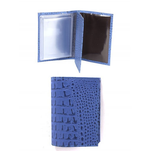 Обложка для авто+паспорт Croco-ВП-103 натуральная кожа голубой кайман (13) 264840