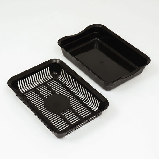 Туалет для кошек, 34.5×25.5×7.5 см, с сеткой, пластик, чёрный