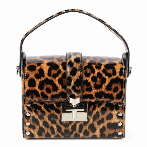 Маленькая женская кожаная леопардовая каркасная сумка с одной ручкой 0168-11 - Cidirro фото 3