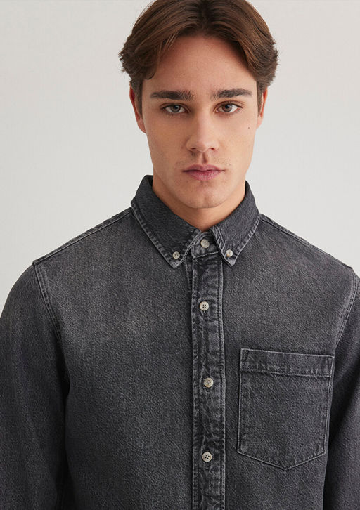 Jayden Classic Denim Antrasit Jean Gomlek - Mavi фото 6