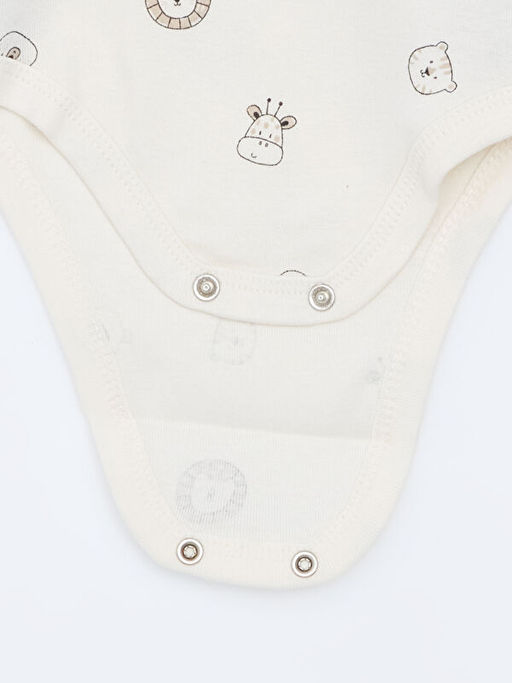 Bisiklet Yaka Uzun Kollu Bask?l? Erkek Bebek ??t??tl? Bodysuit 3l?