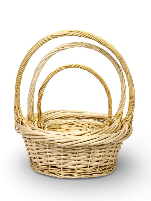 Корзина плетёная для хранения, лоза, светлая, набор 3 шт.