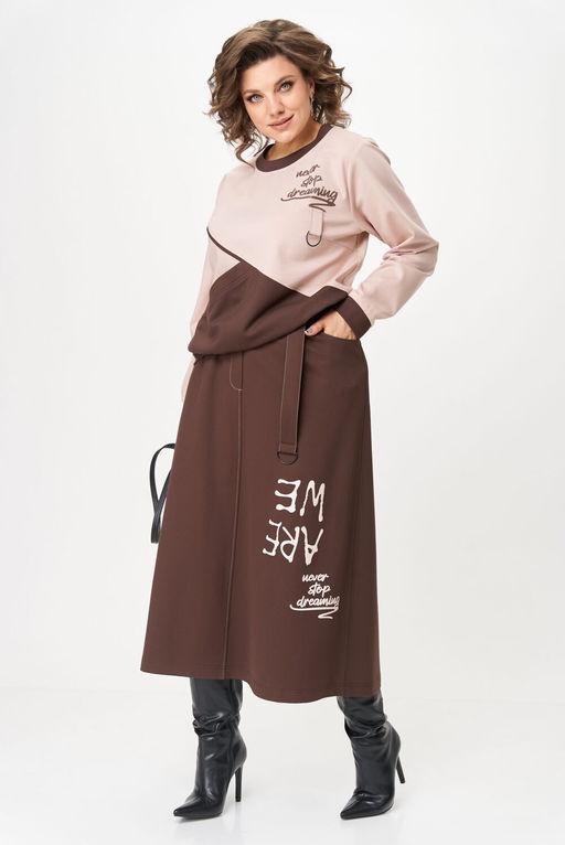 Костюм Aira Style 24129 пудра+коричневый  фото 7