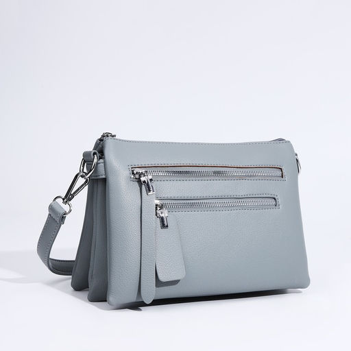 Сумка кросс-боди на молнии, 3 наружных кармана, цвет серо-голубой - Simaland фото 3