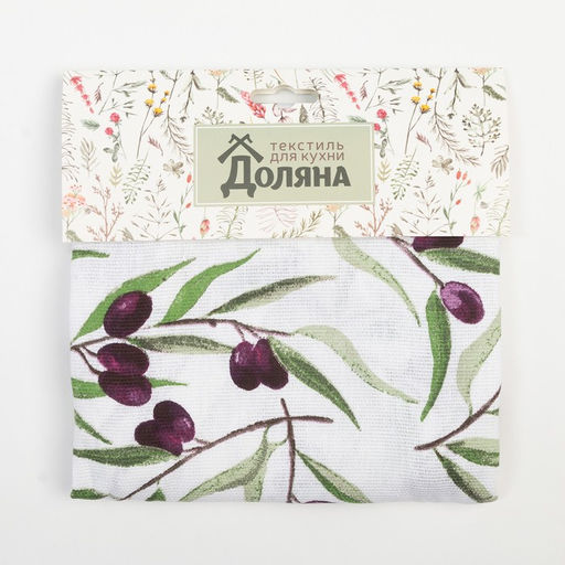 Фартук «Доляна» Olives, белый, 60×70 см, 100% хлопок, рогожка 164 г/м²