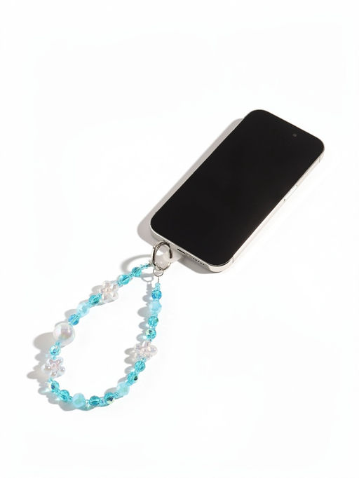 Брелок на карабине "Цветочки" голубой 12,5 см