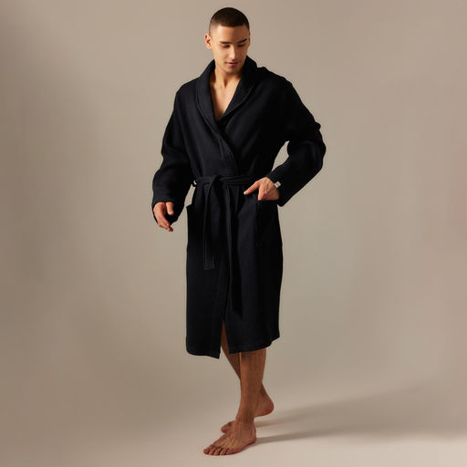 Халат вафельный мужской SL HOME: Basic «Дарк Маре», размер S, хлопок 100%, чёрный