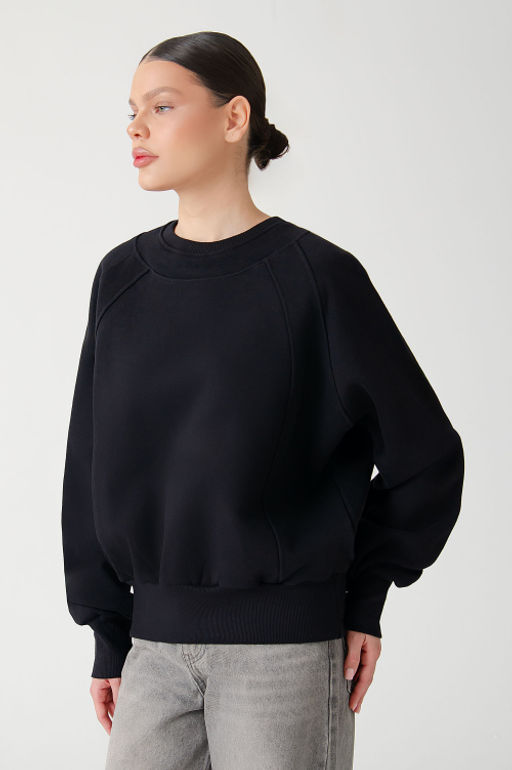 Арт. 15113 Свитшот женский оверсайз 42-50 (5 шт) Цвет:черный - Калинка фото 5