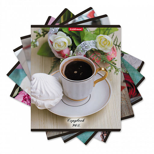 Цена за 5 шт. Тетрадь общая ученическая ErichKrause Coffee Break, 96 листов, клетка, матовая ламинация_MIX-PACK
