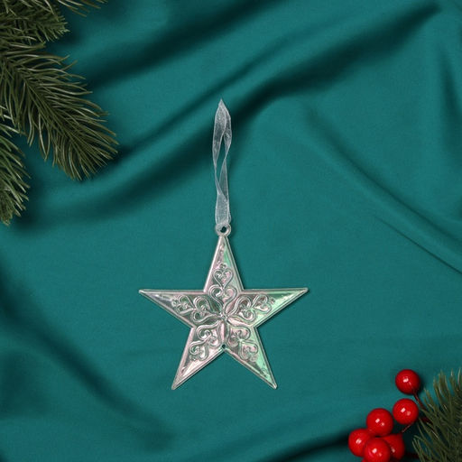 Цена за 4 шт. Ёлочная игрушка Зимнее волшебство. Звезда кружевная, 99 см, прозрачный перелив фото 4