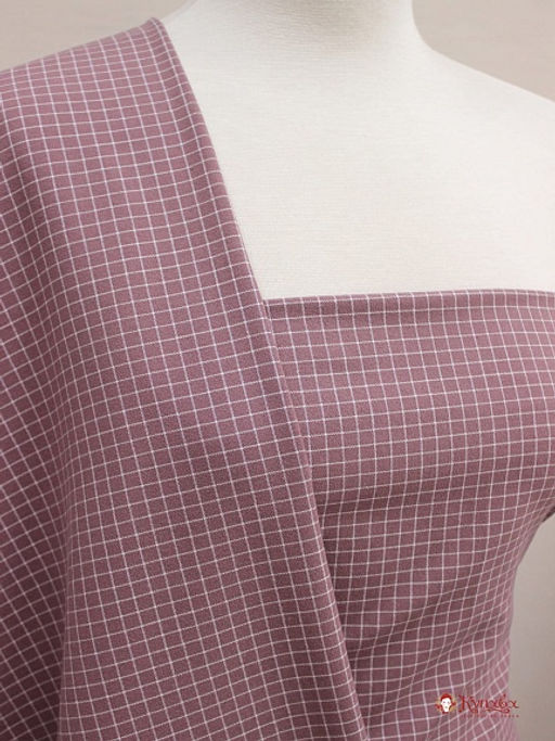 Пестрядь Средняя клетка на винтажном бруснично-лиловом, ш.1.4м, хлопок-95%, п/э-5%, 140гр/м.кв - Купава фото 4