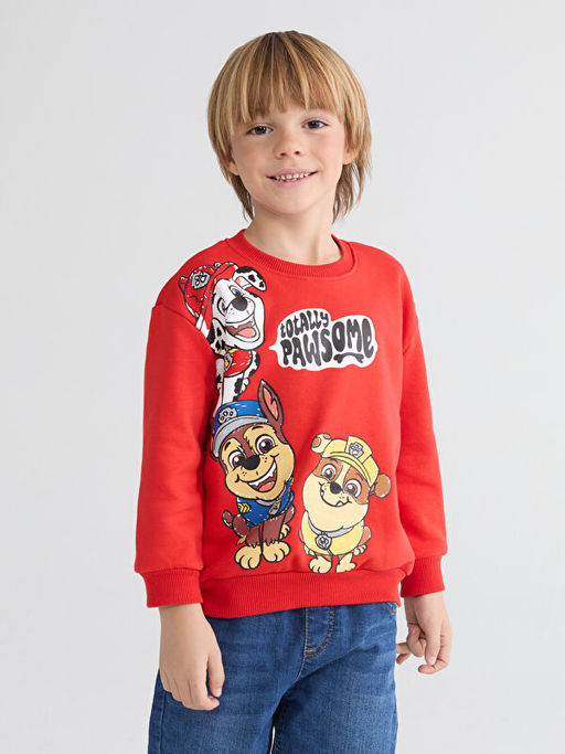 Bisiklet Yaka Paw Patrol Bask?l? Erkek ?ocuk Sweatshirt