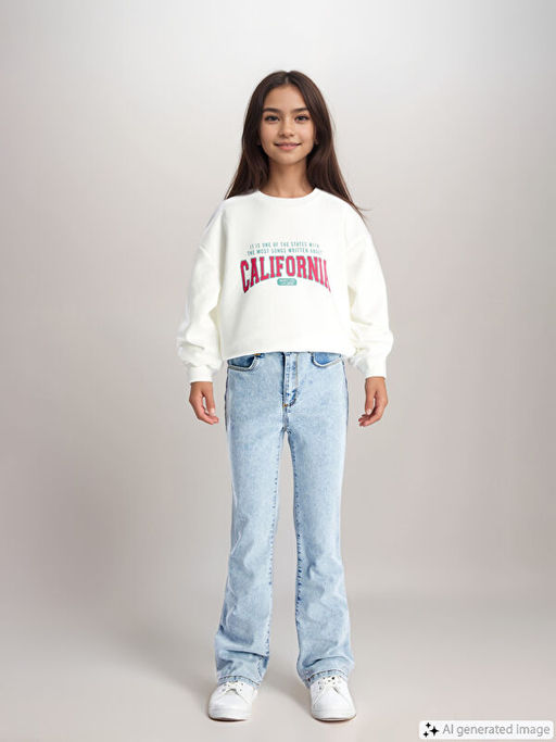 Beli Ayarlanabilir Lastikli K?z ?ocuk Jean Pantolon