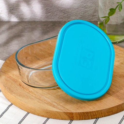 Контейнер Peanut, 1050 мл, с крышкой, стекло, голубой