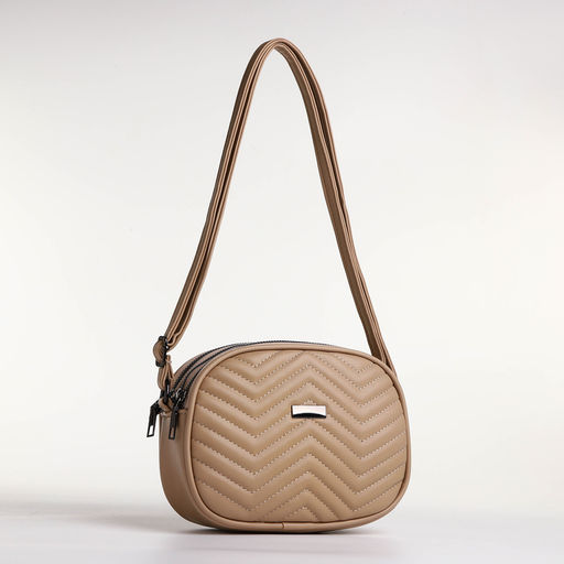 Сумка женская кросс-боди на молнии, 19×7×15 см, бежевая