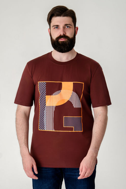 Арт. 614-152 Футболка мужская 48-56 (5 шт) Цвет:кирпичный - Идеал фото 3