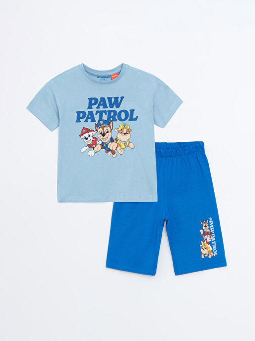Bisiklet Yaka Paw Patrol Bask?l? Erkek ?ocuk ?ortlu Pijama Tak?m