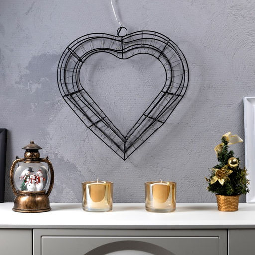 Светодиодная фигура Сердце 40.5?39.5 см, металл, от батареек ААх2, свечение тёплое белое - Luazon lighting фото 2